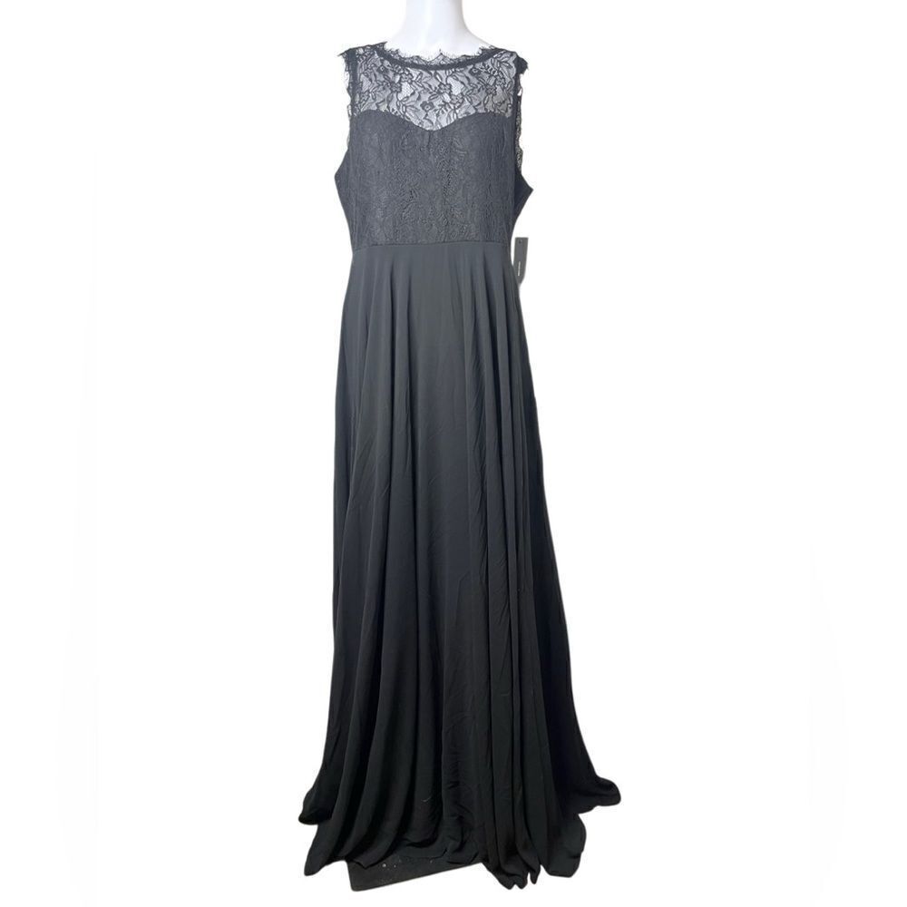 Lulus High Neck Lace Full Length Dress Black Size XL